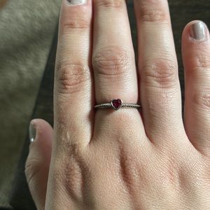 Red heart dainty pandora ring. Gently used!